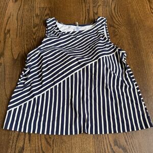 Lands End Womens Navy Blue White Striped Tankini Swim Suit Top Plus Size 22W
